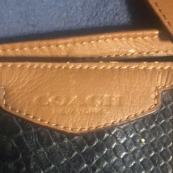 Gently used Coach signature Python Stripe Purse-w/drawstring & snap closure - Picture 4 of 13